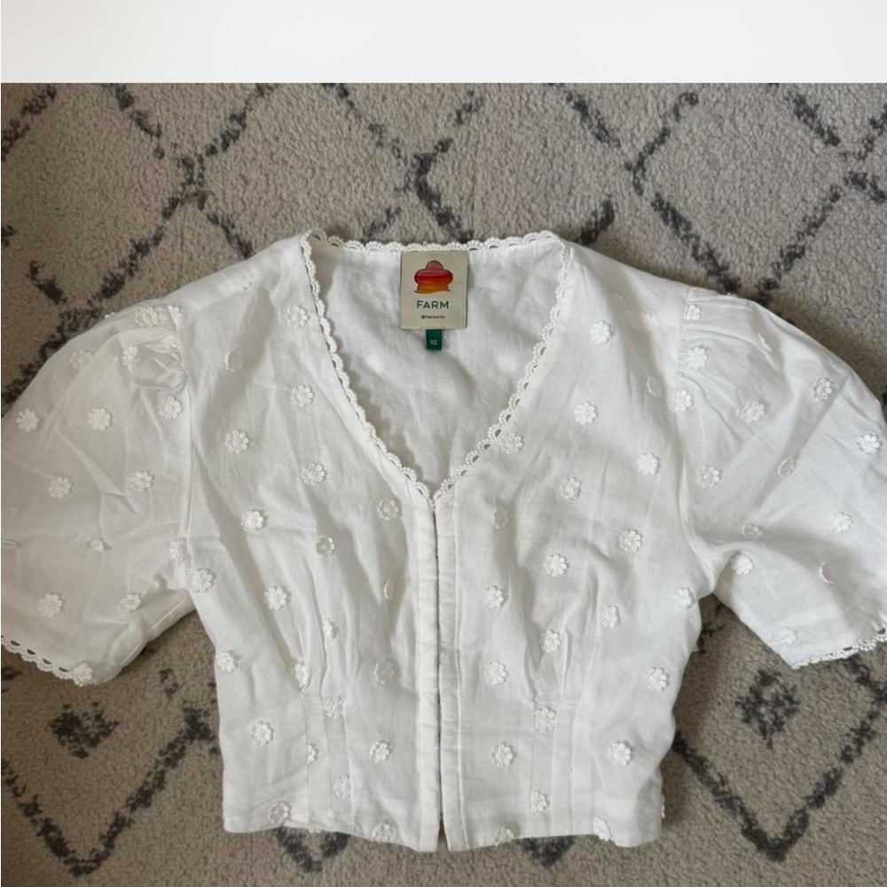 FARM Rio White Embroidered Blouse